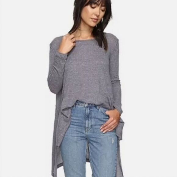 Free People The Incredible Tee Oversized Asymmetric Thermal Blue Tunic XS - Picture 1 of 5